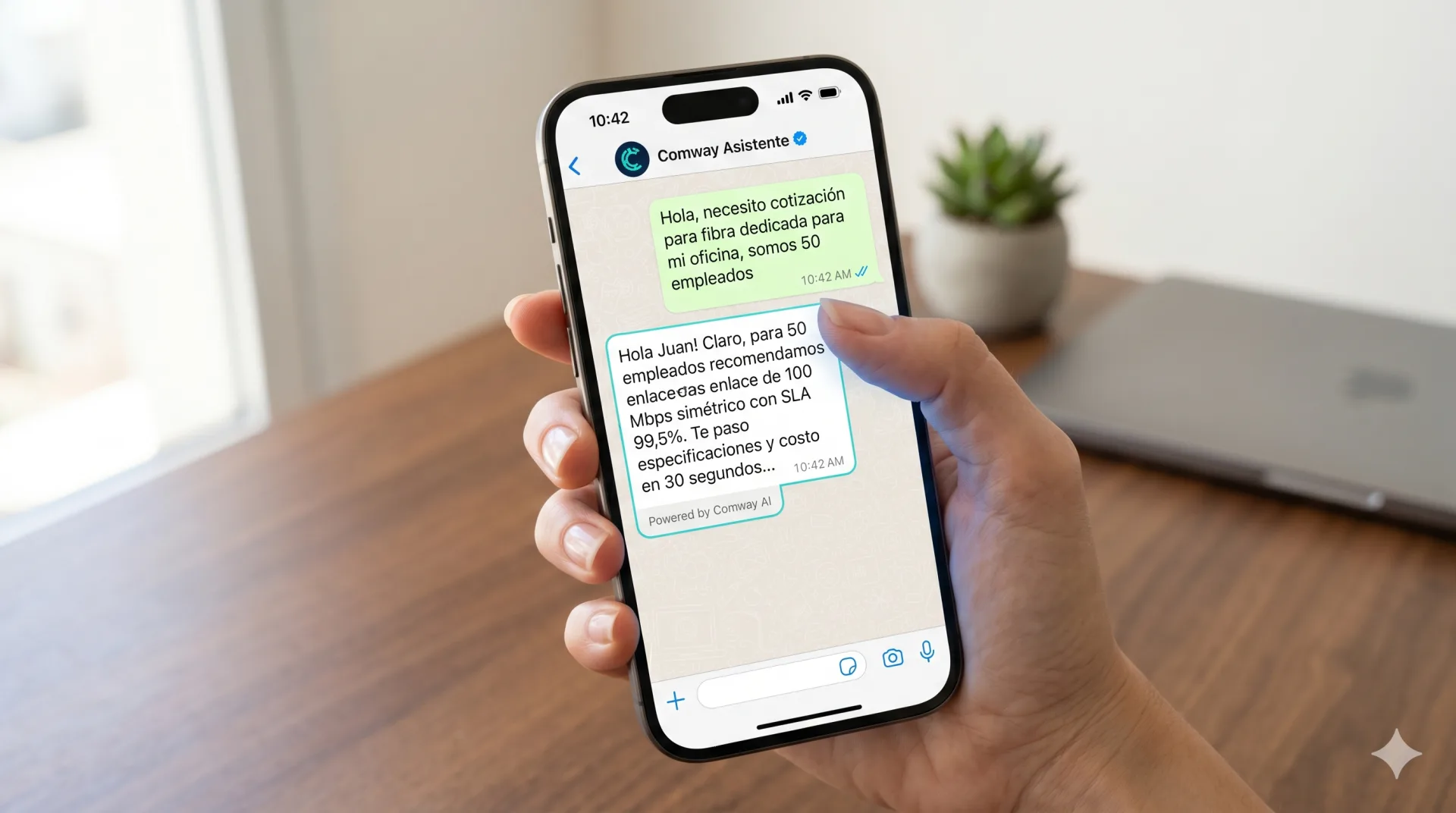 Pantalla de un panel de control empresarial con métricas de atención automatizada en tiempo real